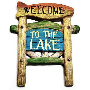 Polystone Mini Lakeside Welcome Sign U03-0601232-0690-a single mini sign. Garden décor.