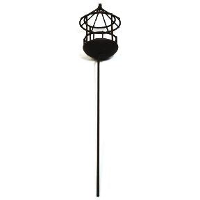 Iron Mini Gazebo with Stake U03-0604232-0120-a single miniature iron garden house on a stake. Life Well Styled.