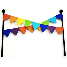 Iron Mini Fiesta Flag Banner Stake U03-0604232-0190-a single mini iron Fiesta style flag banner. Garden décor.