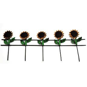 Iron Mini Garden Sunflower Fences, 4 pc set U03-0604232-0294- 4 pc set of mini iron sunflower fences. Garden décor.