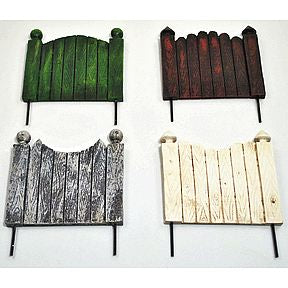 Polystone and Iron Mini Garden Fences (4 pc set) U03-0611232-0094-4 piece mixed set. Garden décor.