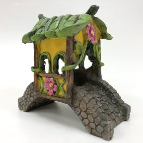 Polystone Mini Fairytale Covered Bridge U03-0701232-0090-a single mini covered bridge. Garden décor.