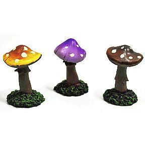 Polystone Mini Terrarium Mushrooms (3 pc set) U03-0801232-0093-3 piece set of mini mushrooms. Garden décor.
