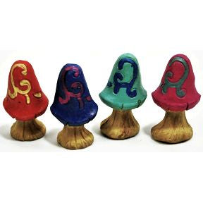 Polystone Mini Fairytale Mushrooms (4 pc set) U03-0801232-0094-set of 4 mini fairytale mushrooms. Various designs. Garden décor.