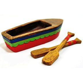 Polystone Mini Lakeside Row Boat & Oars (3 pc set) U03-0901232-0193-a 3 piece miniature set. Row Boat and 2 Oars. Garden decor.