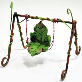 Polystone Mini Fairytale Swing U03-1111232-0090-a single mini fairy style swing. Garden décor.