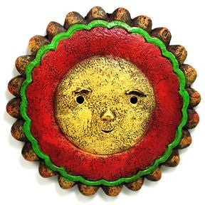 Polystone Mini Fiesta Sun Face U03-1201232-0090-a single sun face. Fiesta Style. Garden décor.
