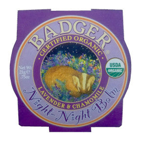 Badger Night - Night Balm V03-0270711-9100 - 0.75 oz skin balm in travel size tin. USDA Organic. A gentle sleep balm for kids.