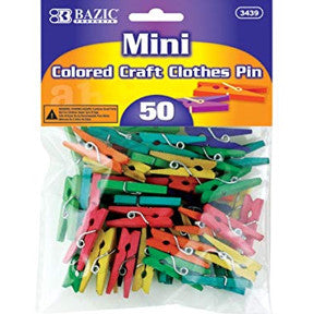Bazic Mini Colored Craft Clothespin - 50 Count Copy Y03-2188002-1000